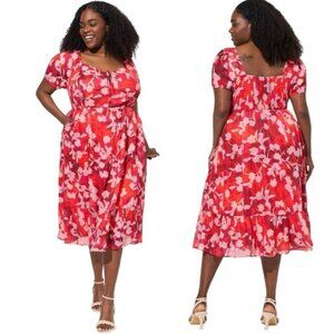 Midi Cotton Clip Dot Lace Up Smocked Dress 40530010. Bloomcore Bloom Chic